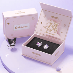 Sanrio Enamel Kuromi Heart Earrings
