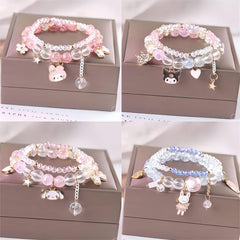 Sanrio Kawaii Anime Melody Kuromi Cinnamoroll Crystal Bracelet