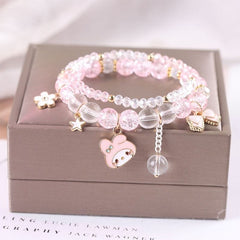 Sanrio Kawaii Anime Melody Kuromi Cinnamoroll Crystal Bracelet