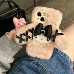 Sanrio Plush Kuromi My Melody Bowknot Heart iPhone Case