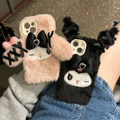 Sanrio Plush Kuromi My Melody Bowknot Heart iPhone Case