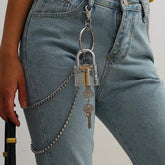 Stainless Steel Punk Style Lock With Key Pendant Trouser Chain