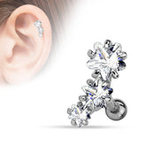 Surgical Steel 3 Consecutive Star Ear Cartilage Helix Barbell