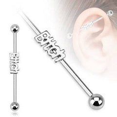 Surgical Steel "Bitch" Industrial Straight Barbell