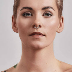 Surgical Steel Gold PVD Beaded Tribal Hinged Septum Ring Hoop Clicker