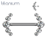 Implant Grade Titanium Internally Threaded White 5 Bezel CZ Gem Nipple Ring