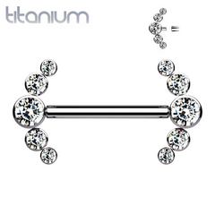 Implant Grade Titanium Internally Threaded White 5 Bezel CZ Gem Nipple Ring