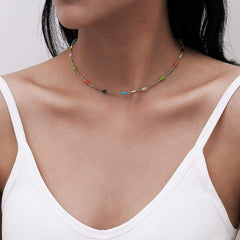 Trendy Colorful Acrylic Cylindricity Charm Choker Necklace