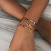 Trendy Layered Gold Silver Tone Curb Link Chain Bracelet