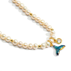 18K Illusiory Color Fishtail Pearls Simple Shiny Enamel Bracelets