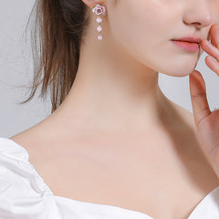 Pink Rose Earrings - Long