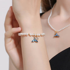 18K Illusiory Color Fishtail Pearls Simple Shiny Enamel Bracelets