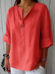 Casual Short Sleeve V-Neck Blouse