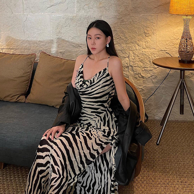 Serengeti Nights Chiffon Zebra Maxi Dress