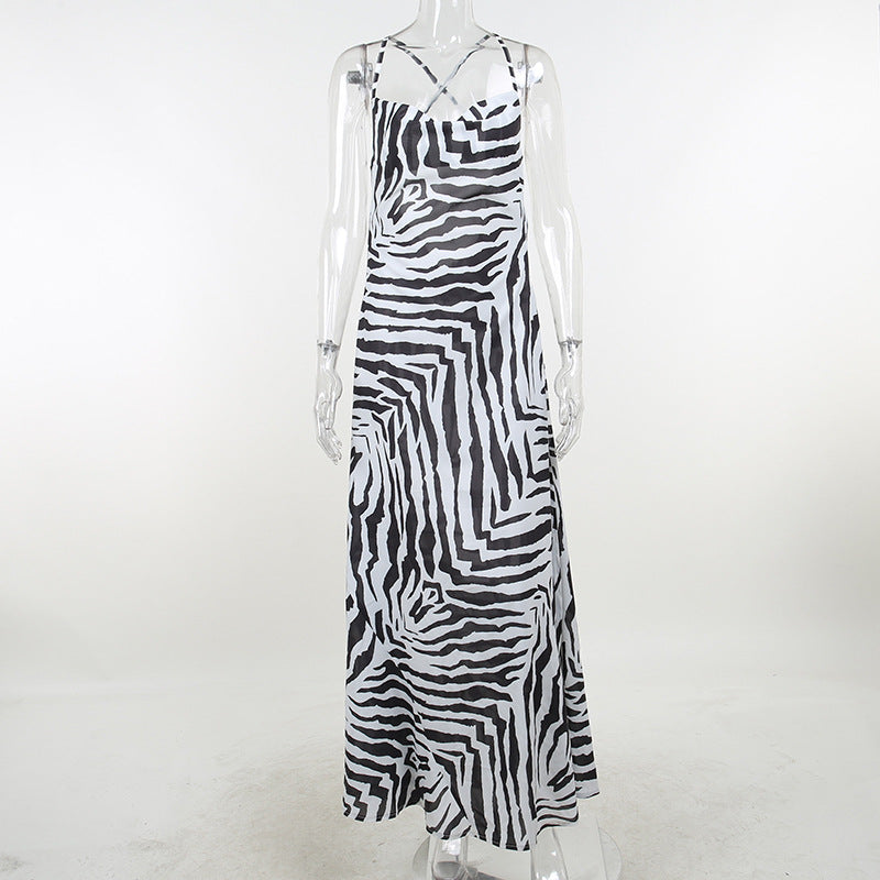 Serengeti Nights Chiffon Zebra Maxi Dress