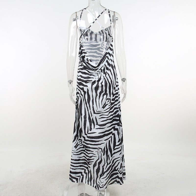 Serengeti Nights Chiffon Zebra Maxi Dress