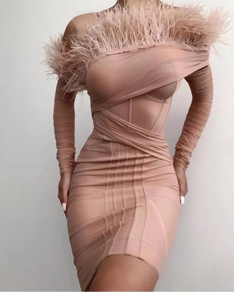 Naomi Feather bandage Dress