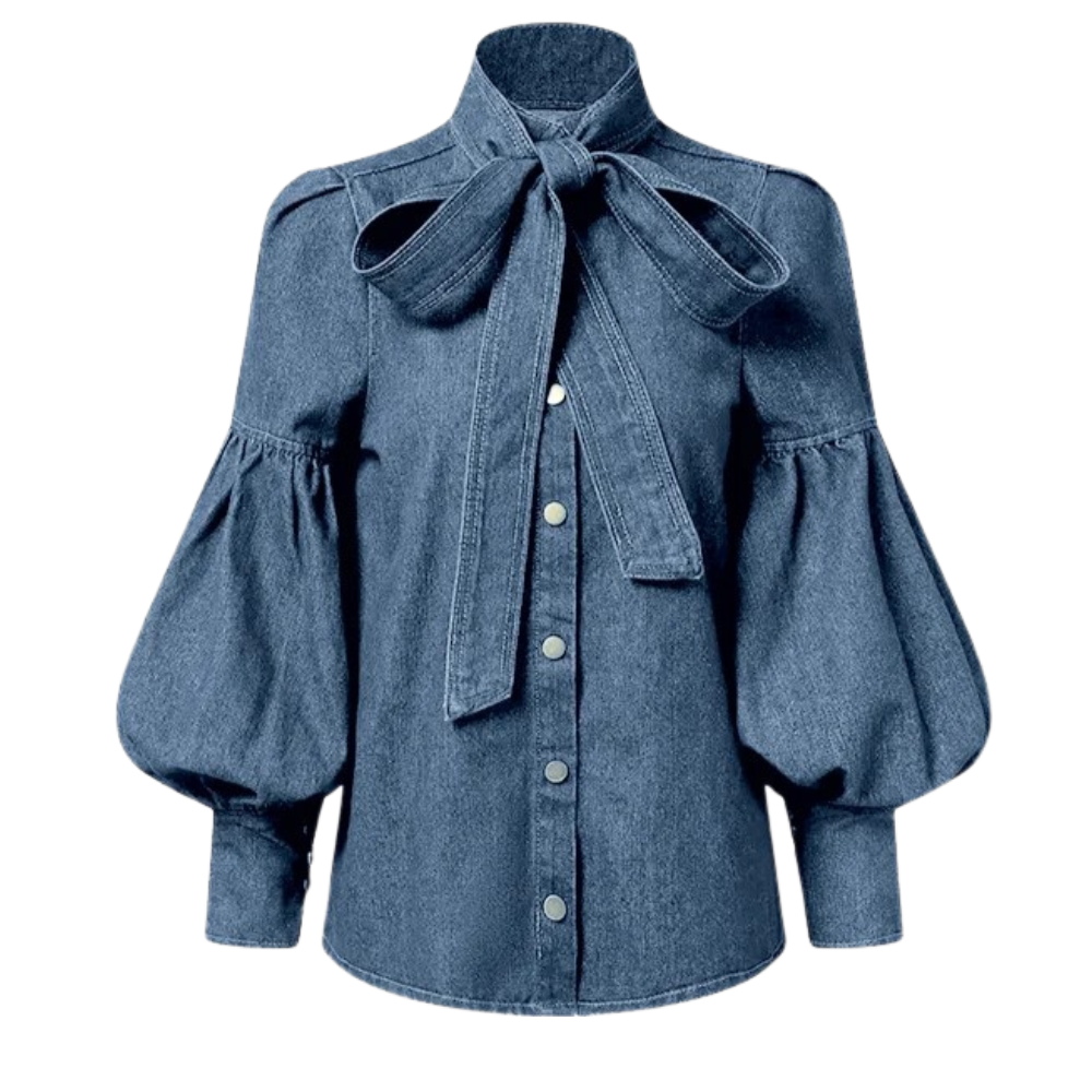 Parisienne Bow Denim Blouse