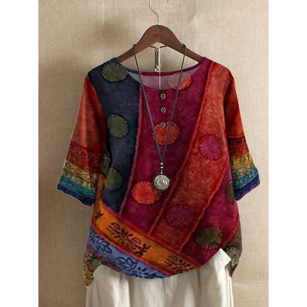 Comfortable Colorful Top With Half Sleeves