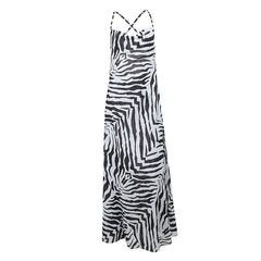 Serengeti Nights Chiffon Zebra Maxi Dress