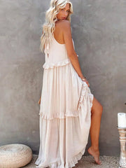 Halter Ruffle Maxi Dress