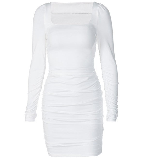 Bella Long Sleeve Ruched Mini Bodycon Dress