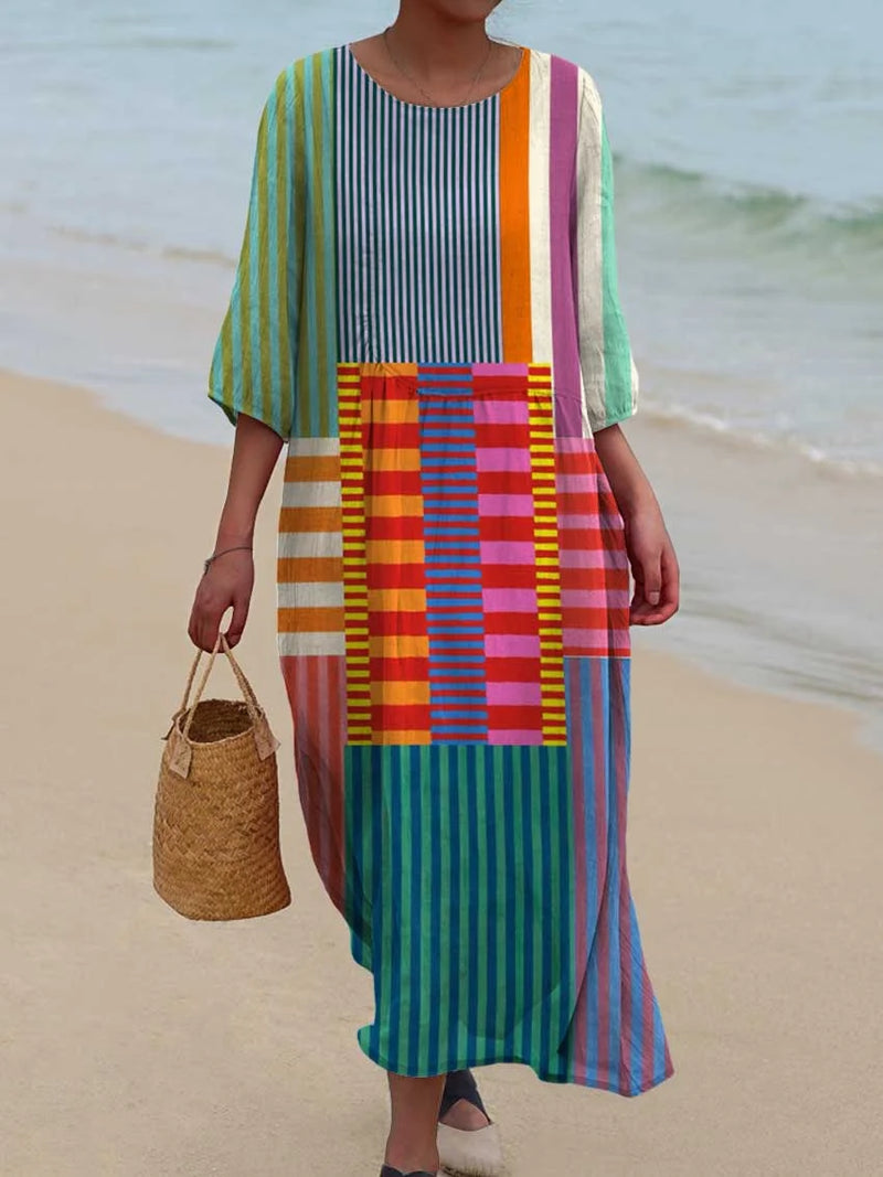 Vintage Geometric Pattern Dress