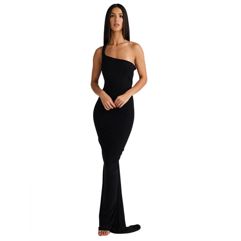 Spring Summer Women's Wear New Halter Backless Pleating Sheath Dress