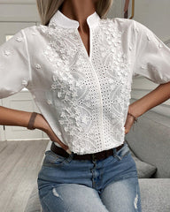Chic Floral Embroidery Blouse
