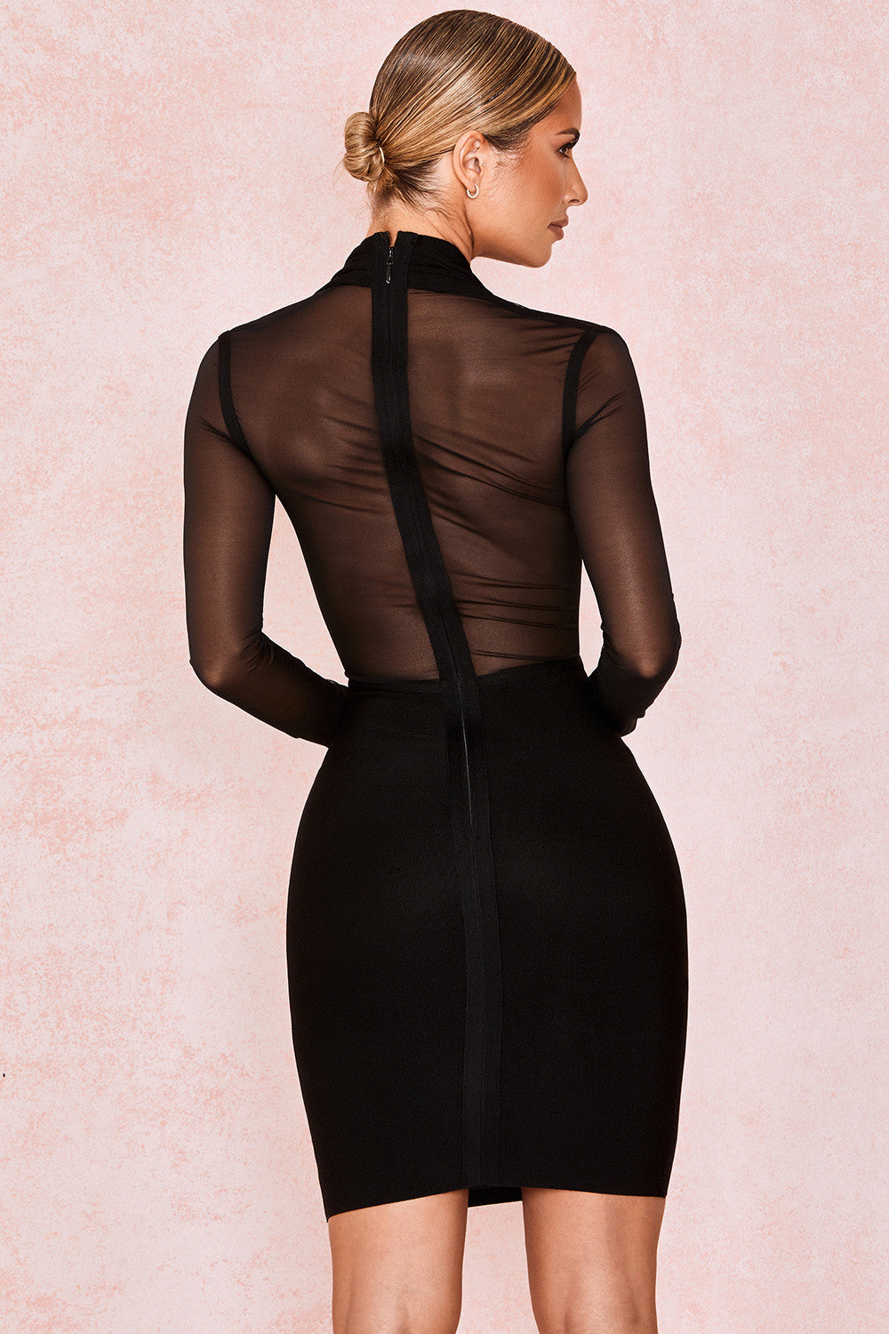 Mesh Patch Bandage Dress