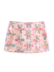 Drea Floral Embroidered Mini Skirt