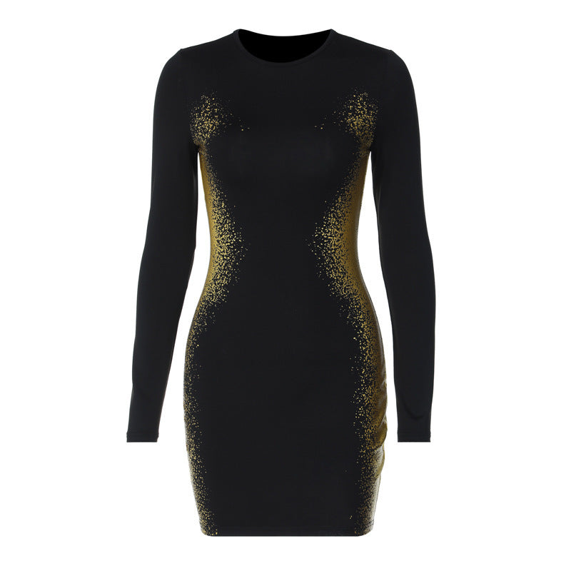 Sienna Gold Offset Printed Midi Dress