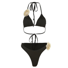 Amélie Black High-Waisted Bikini with Flower