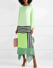 Striped Colorblock Kaftan Dress