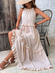 Halter Ruffle Maxi Dress