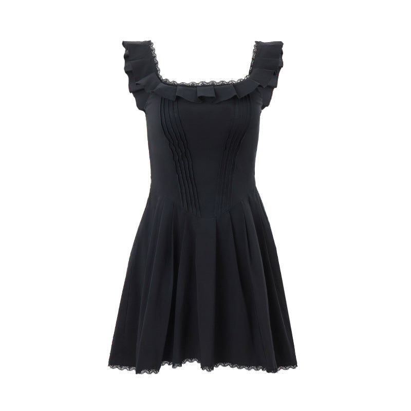 ELOUISE - LACE TRIM PLEATED MINI DRESS