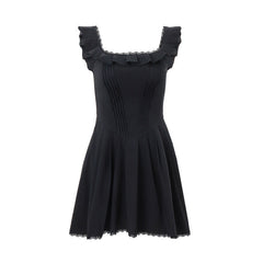 ELOUISE - LACE TRIM PLEATED MINI DRESS