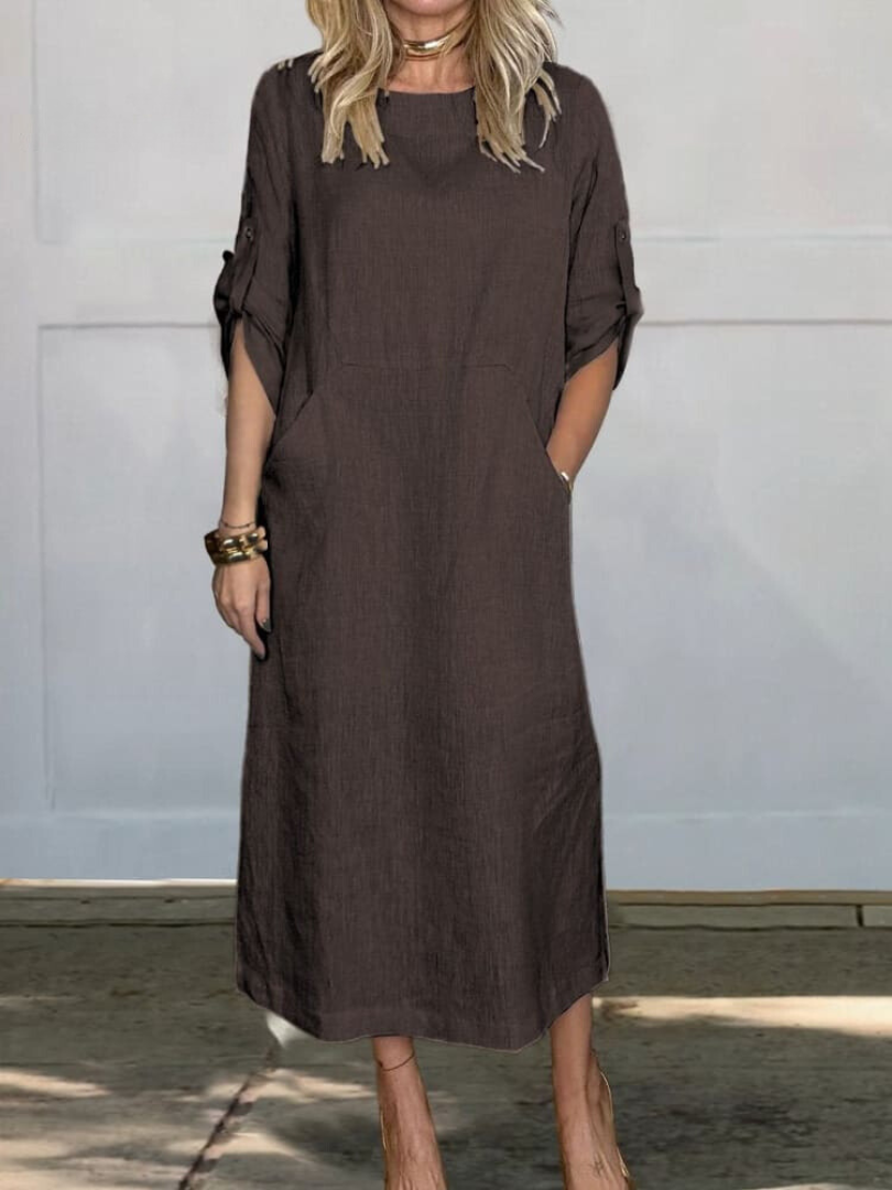 Elegant Pocket Midi Dress