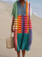 Vintage Geometric Pattern Dress