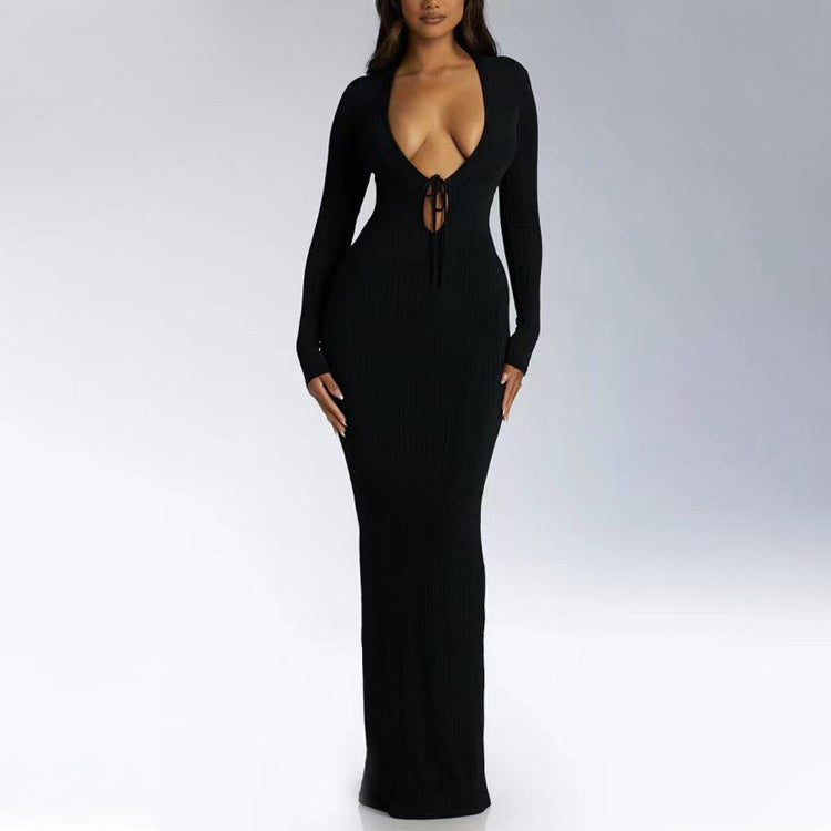 Fia Deep V-Step Maxi Dress