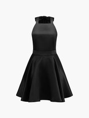 Zara Black Racer-Neck Sleeveless Skater Mini Dress