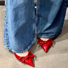 Scarlet Bow Slingbacks