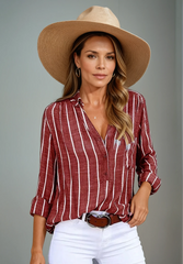 Casual Striped Long Sleeve Blouse