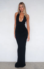 Say What You Feel Halter Maxi Dress Black