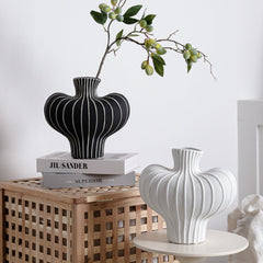 Stria Curved Ceramic Vase