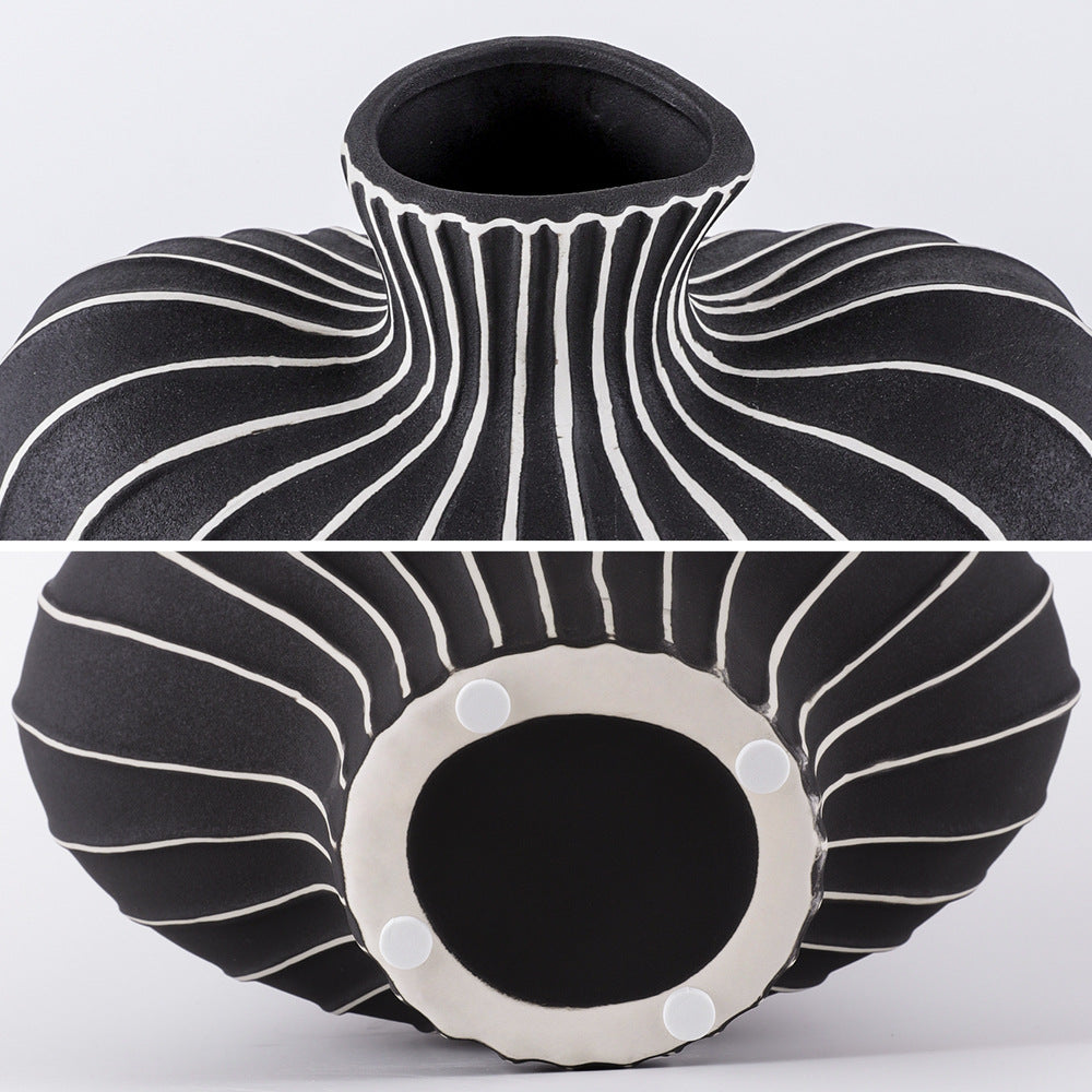 Stria Curved Ceramic Vase