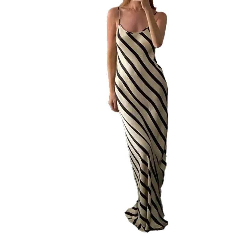 Aminah Striped Sleeveless Midi Slip Dress