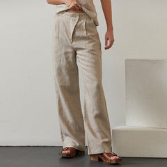 Lena Linen Cotton Wide Leg Trousers