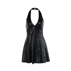 Fashion V-neck Leather Backless Dress Women