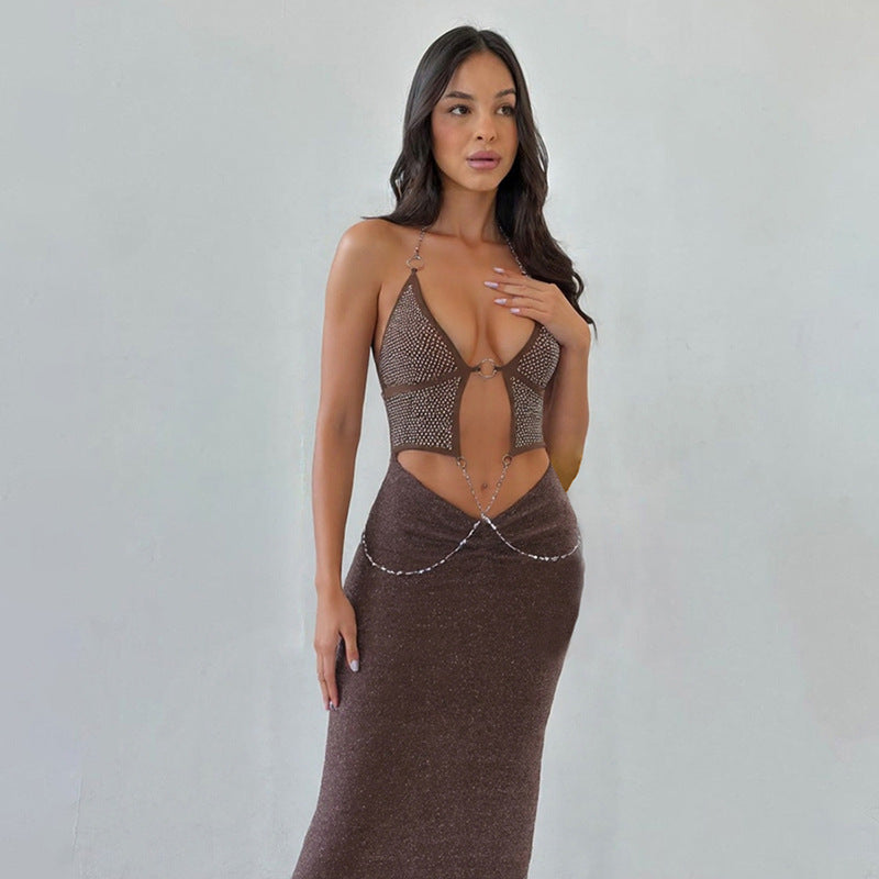 Low-Cut Halter Neck Dress